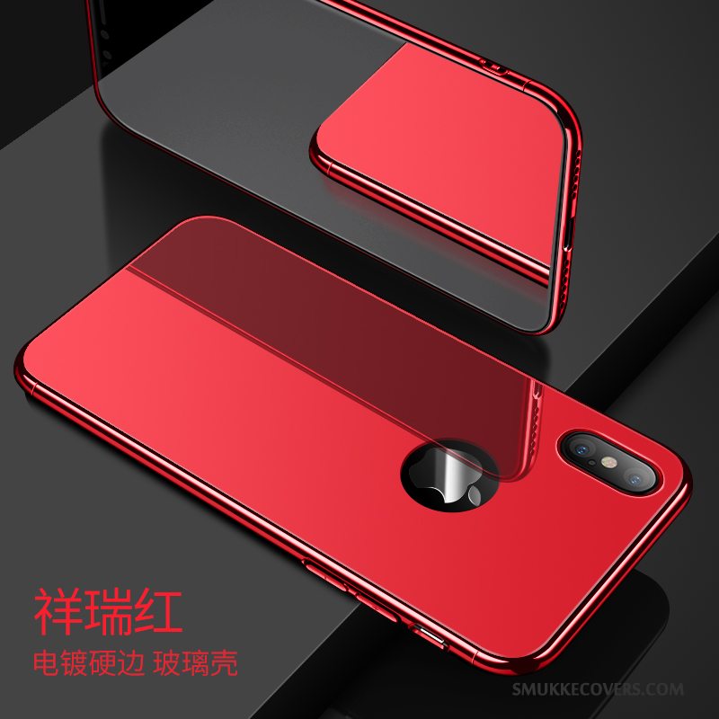 Etui iPhone X Tasker Tynd Rød, Cover iPhone X Silikone Gennemsigtig Glas