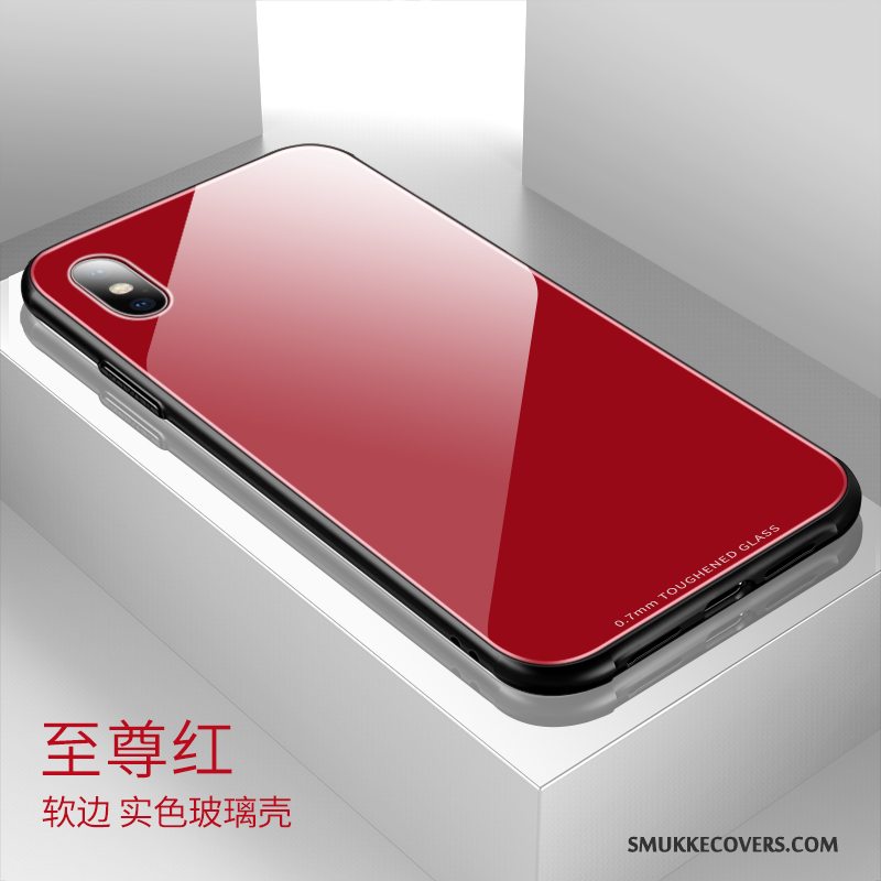 Etui iPhone X Tasker Tynd Rød, Cover iPhone X Silikone Gennemsigtig Glas