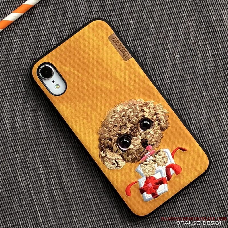 Etui iPhone Xr Cartoon Sort Hund, Cover iPhone Xr Kat Bjørn