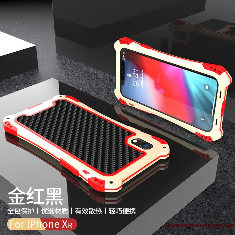 Etui iPhone Xr Metal Rød Trend, Cover iPhone Xr Silikone Anti-fald Tre Forsvar