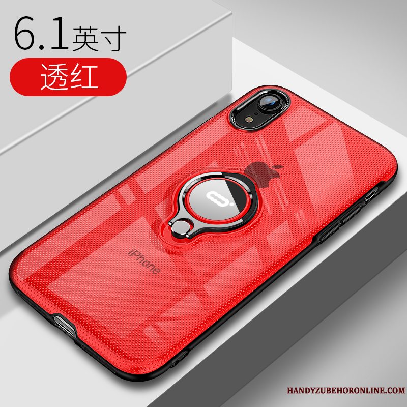 Etui iPhone Xr Support Net Red Gennemsigtig, Cover iPhone Xr Blød Trendy Rød
