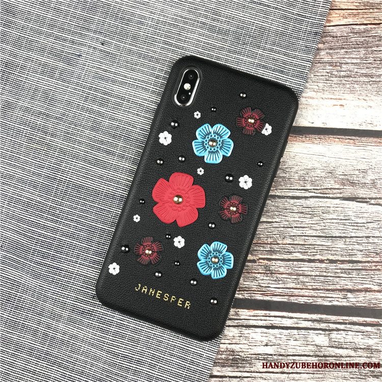 Etui iPhone Xs Beskyttelse Splejsning Blomster, Cover iPhone Xs Telefontredimensionale