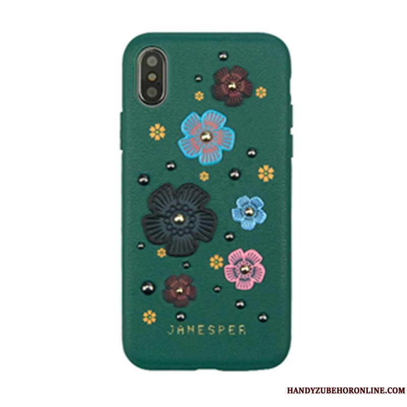 Etui iPhone Xs Beskyttelse Splejsning Blomster, Cover iPhone Xs Telefontredimensionale