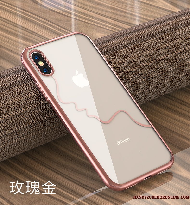 Etui iPhone Xs Blød Net Red Tynd, Cover iPhone Xs Tasker Telefongennemsigtig