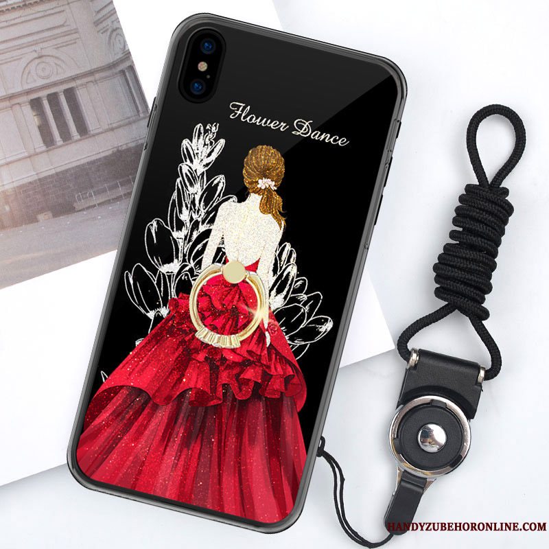 Etui iPhone Xs Blød Rød Hængende Ornamenter, Cover iPhone Xs Tasker Telefonnubuck