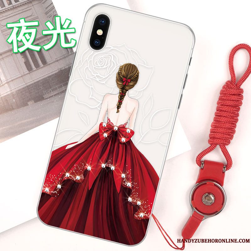 Etui iPhone Xs Blød Rød Hængende Ornamenter, Cover iPhone Xs Tasker Telefonnubuck