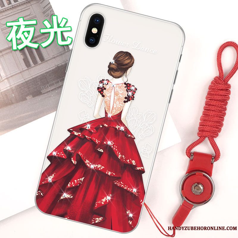 Etui iPhone Xs Blød Rød Hængende Ornamenter, Cover iPhone Xs Tasker Telefonnubuck