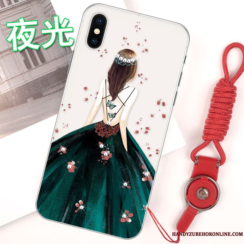 Etui iPhone Xs Blød Rød Hængende Ornamenter, Cover iPhone Xs Tasker Telefonnubuck