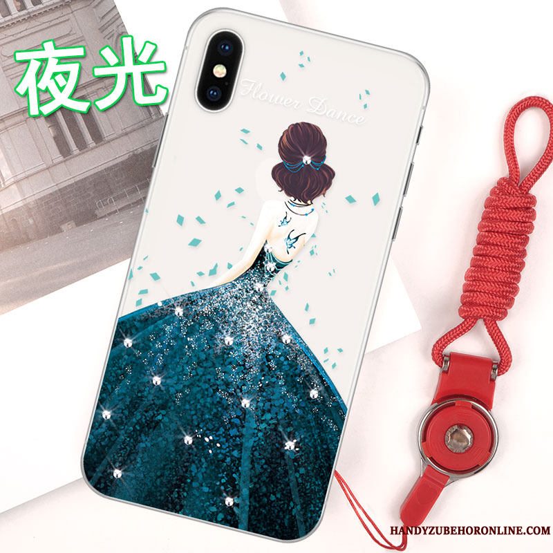 Etui iPhone Xs Blød Rød Hængende Ornamenter, Cover iPhone Xs Tasker Telefonnubuck