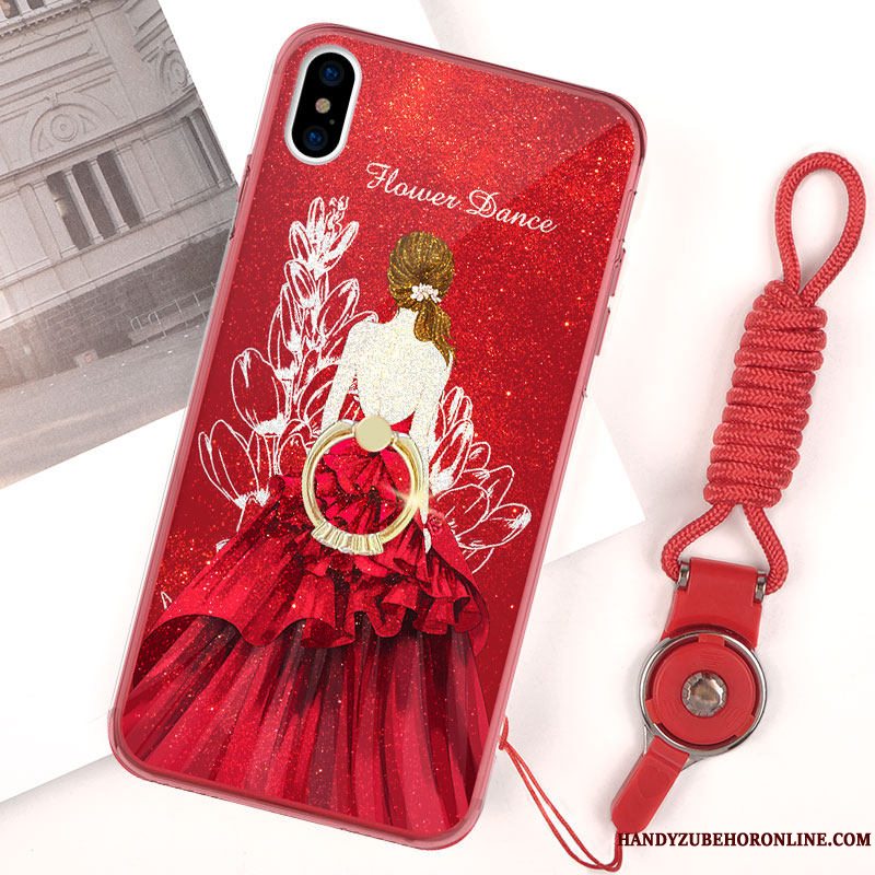 Etui iPhone Xs Blød Rød Hængende Ornamenter, Cover iPhone Xs Tasker Telefonnubuck