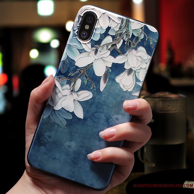 Etui iPhone Xs Blød Trendy Telefon, Cover iPhone Xs Tasker Hængende Ornamenter Hvid