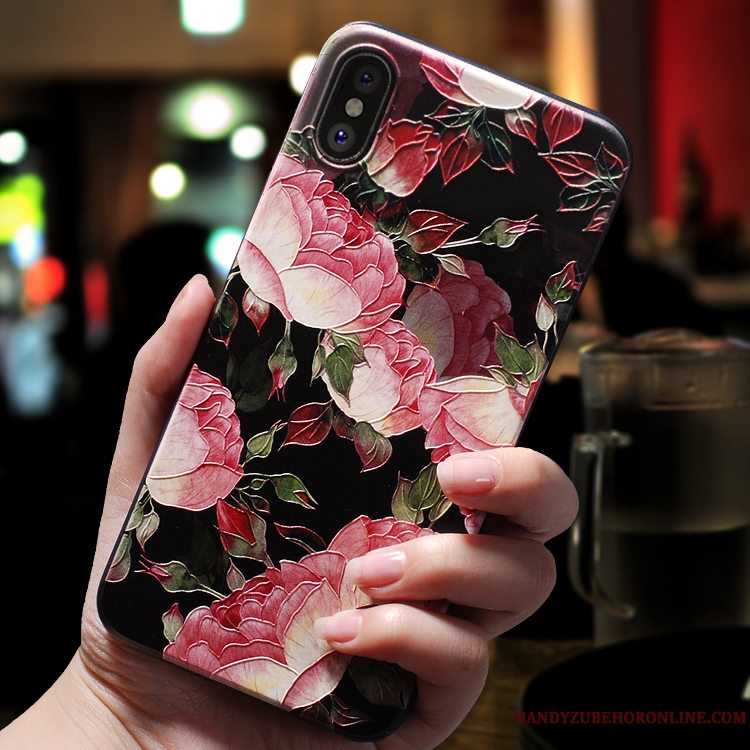 Etui iPhone Xs Blød Trendy Telefon, Cover iPhone Xs Tasker Hængende Ornamenter Hvid