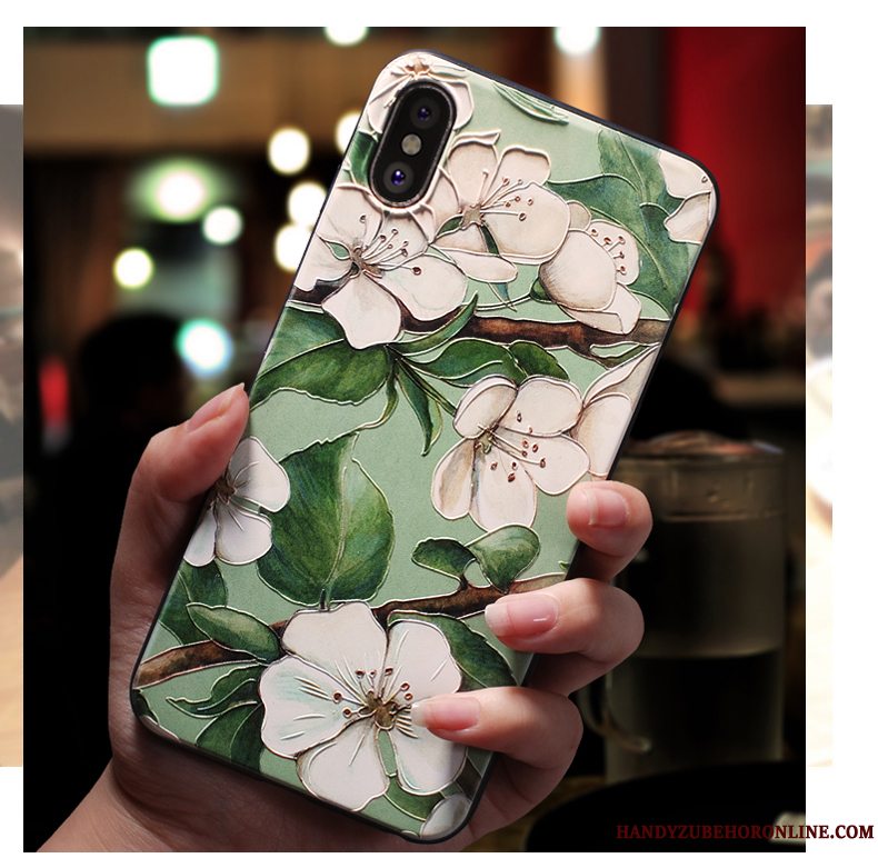 Etui iPhone Xs Blød Trendy Telefon, Cover iPhone Xs Tasker Hængende Ornamenter Hvid