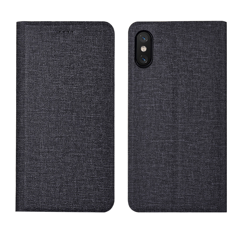 Etui iPhone Xs Folio Anti-fald Telefon, Cover iPhone Xs Tasker Blå Ny