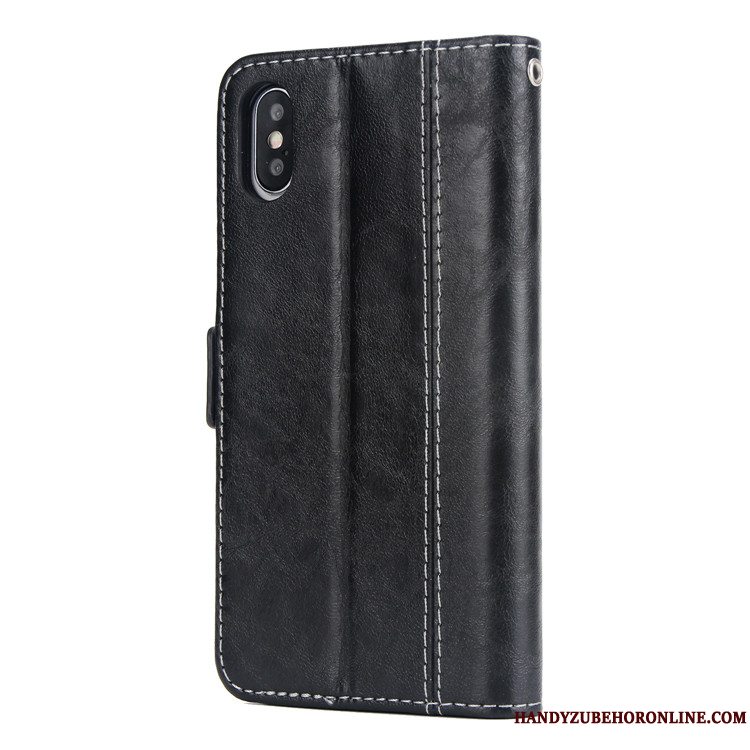 Etui iPhone Xs Folio Telefonny, Cover iPhone Xs Tasker Kort Sort