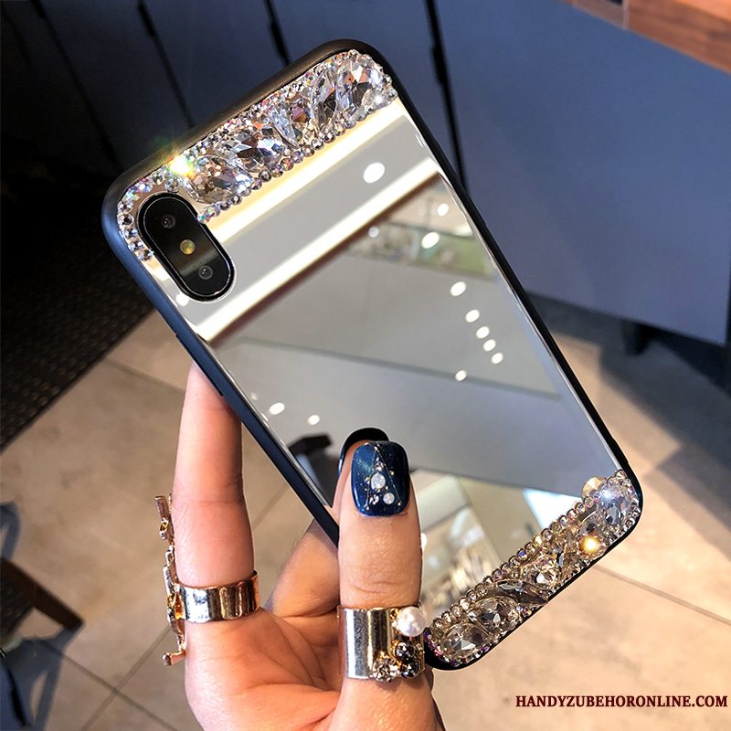 Etui iPhone Xs Kreativ Af Personlighed Spejl, Cover iPhone Xs Strass Ny Glas