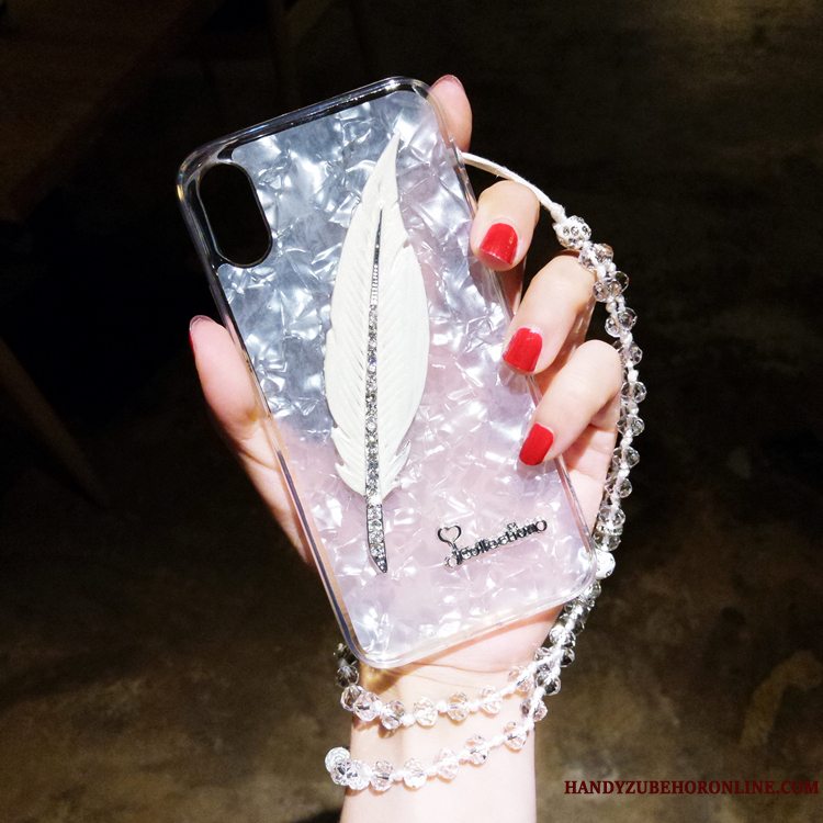 Etui iPhone Xs Kreativ Fjer Ny, Cover iPhone Xs Strass Krystal Trendy