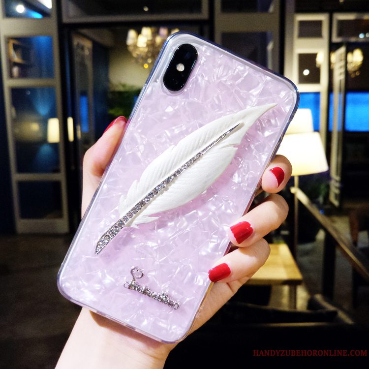 Etui iPhone Xs Kreativ Fjer Ny, Cover iPhone Xs Strass Krystal Trendy