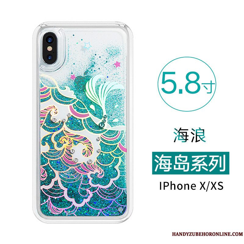 Etui iPhone Xs Kreativ Lyserød Af Personlighed, Cover iPhone Xs Luksus Anti-fald Quicksand