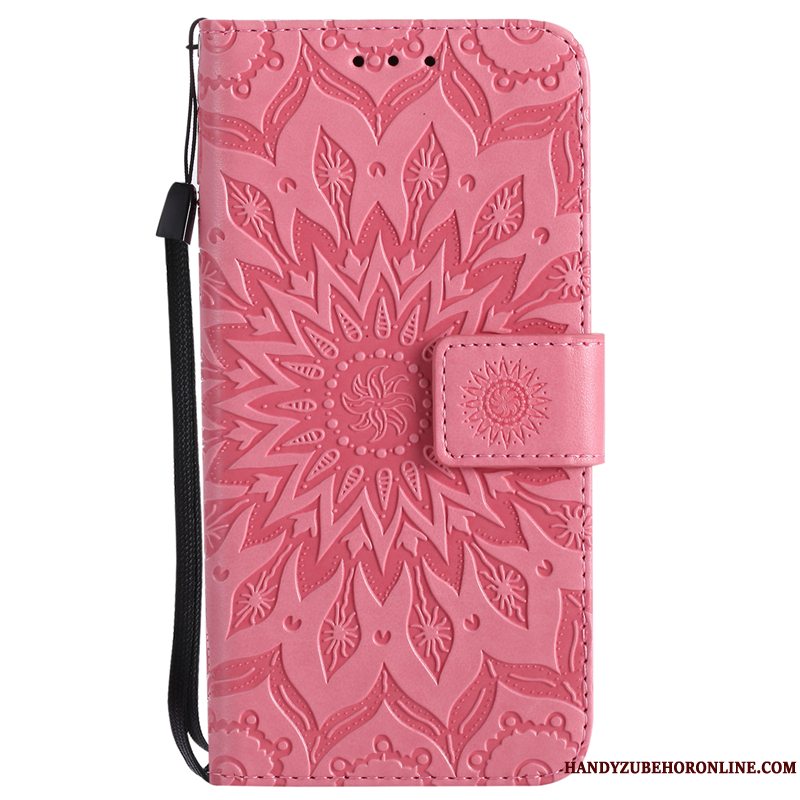 Etui iPhone Xs Læder Blomster Lyserød, Cover iPhone Xs Folio Sol Telefon