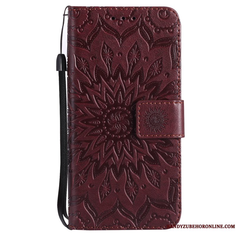 Etui iPhone Xs Læder Blomster Lyserød, Cover iPhone Xs Folio Sol Telefon