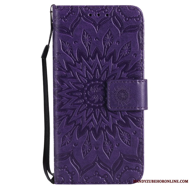 Etui iPhone Xs Læder Blomster Lyserød, Cover iPhone Xs Folio Sol Telefon