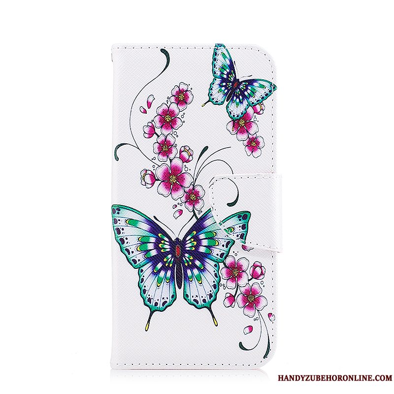 Etui iPhone Xs Læder High End Ny, Cover iPhone Xs Malet Hvid Telefon