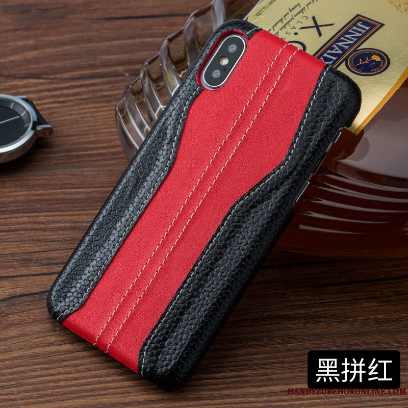 Etui iPhone Xs Læder High End Tilpas, Cover iPhone Xs Mode Rød Kvalitet