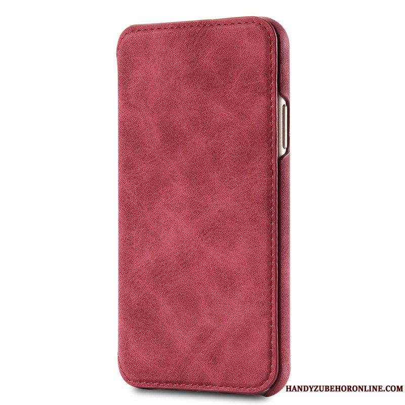 Etui iPhone Xs Læder Kort Telefon, Cover iPhone Xs Folio Rød