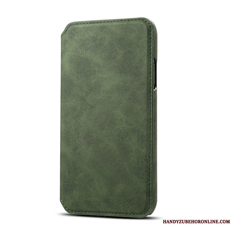 Etui iPhone Xs Læder Kort Telefon, Cover iPhone Xs Folio Rød