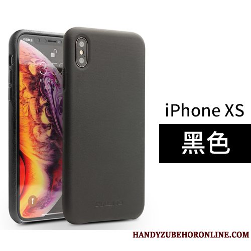 Etui iPhone Xs Læder Telefonbagdæksel, Cover iPhone Xs Beskyttelse Simple Anti-fald