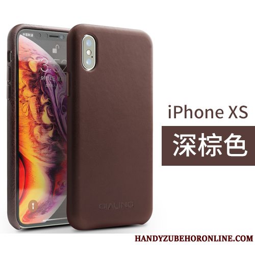 Etui iPhone Xs Læder Telefonbagdæksel, Cover iPhone Xs Beskyttelse Simple Anti-fald