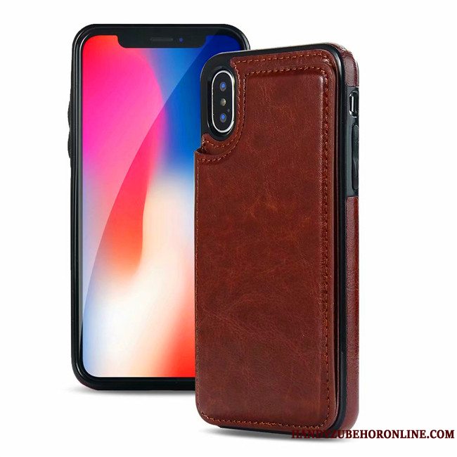 Etui iPhone Xs Max Beskyttelse Telefonkort, Cover iPhone Xs Max Læder Rød Ny