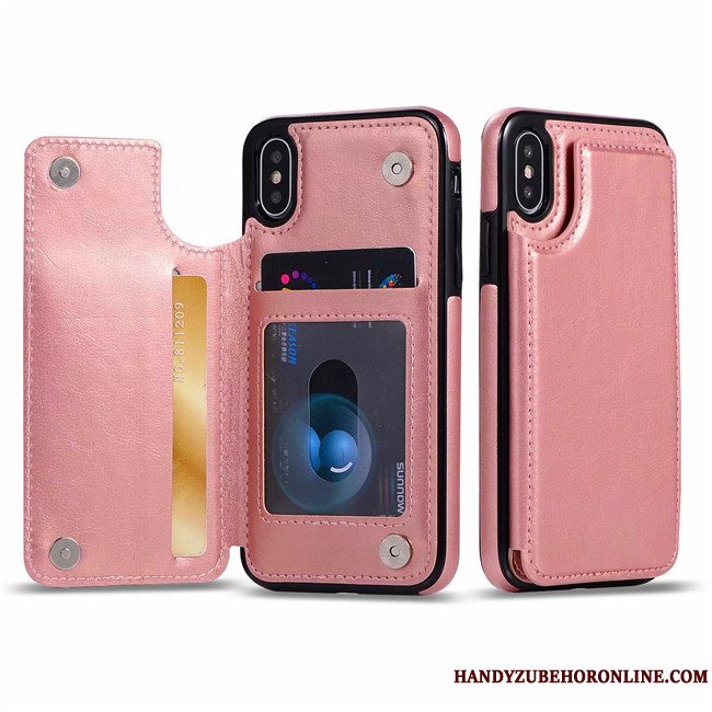 Etui iPhone Xs Max Beskyttelse Telefonkort, Cover iPhone Xs Max Læder Rød Ny