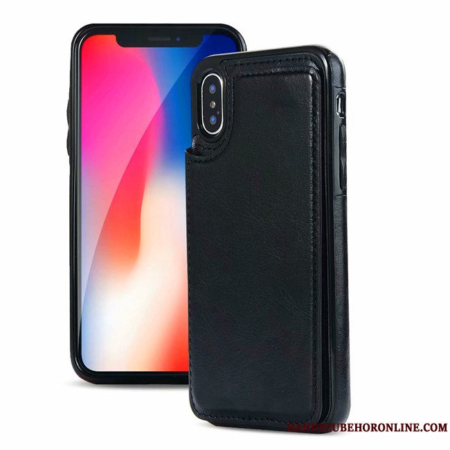 Etui iPhone Xs Max Beskyttelse Telefonkort, Cover iPhone Xs Max Læder Rød Ny