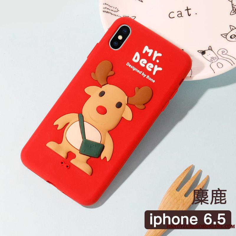 Etui iPhone Xs Max Cartoon Smuk Rød, Cover iPhone Xs Max Silikone Elskeren Af Personlighed