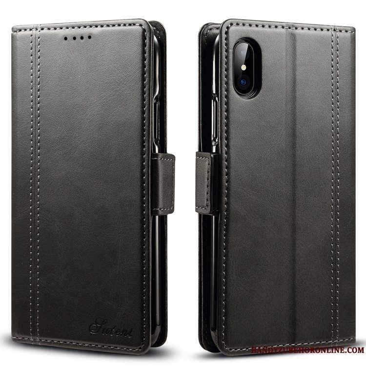 Etui iPhone Xs Max Læder Gul Telefon, Cover iPhone Xs Max Beskyttelse Kort