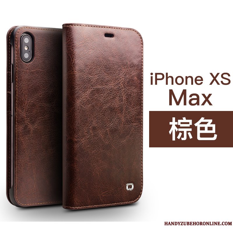 Etui iPhone Xs Max Læder Kort High End, Cover iPhone Xs Max Beskyttelse Telefonanti-fald