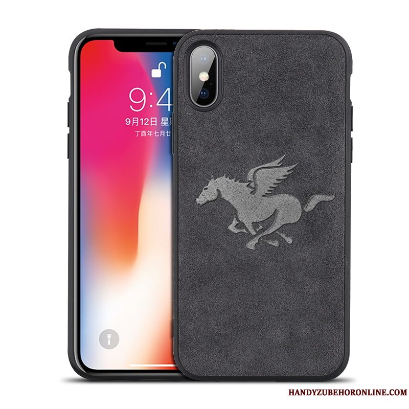 Etui iPhone Xs Max Læder Plys Anti-fald, Cover iPhone Xs Max Beskyttelse Telefontrendy