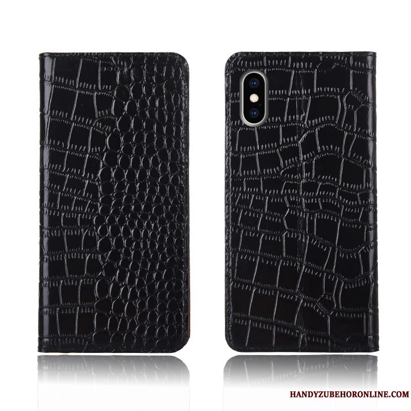 Etui iPhone Xs Max Læder Telefonanti-fald, Cover iPhone Xs Max Folio Krokodille Af Personlighed