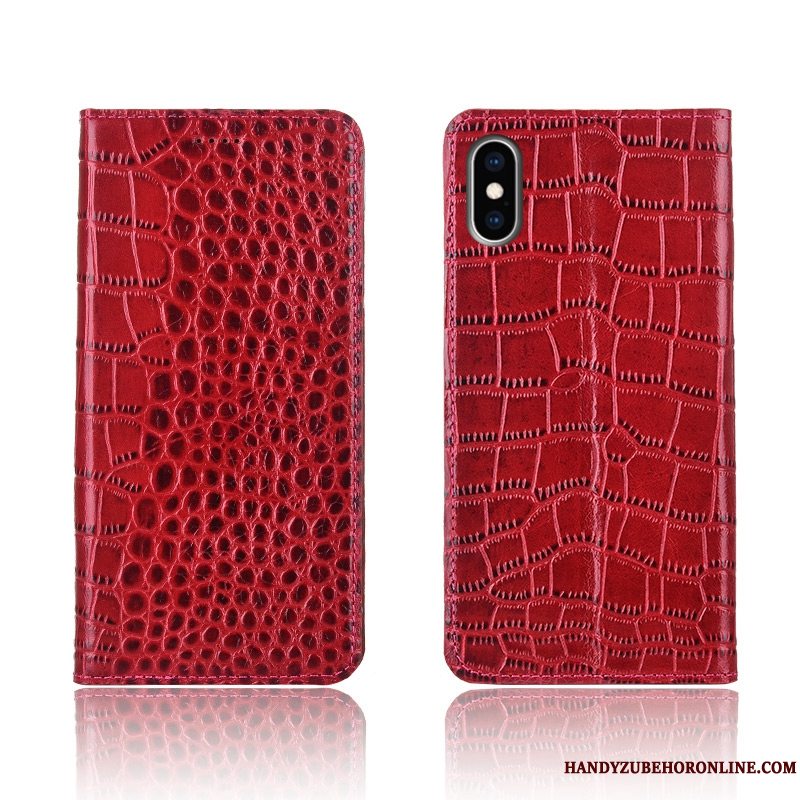 Etui iPhone Xs Max Læder Telefonanti-fald, Cover iPhone Xs Max Folio Krokodille Af Personlighed