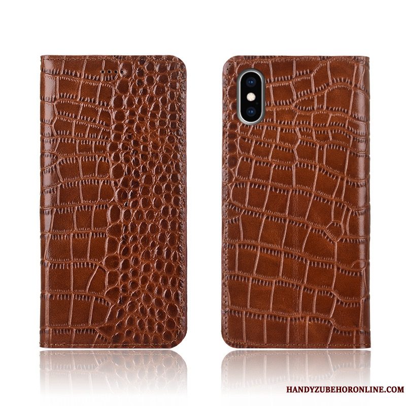 Etui iPhone Xs Max Læder Telefonanti-fald, Cover iPhone Xs Max Folio Krokodille Af Personlighed