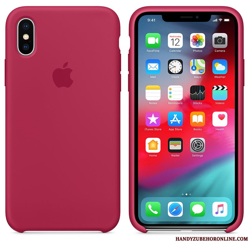 Etui iPhone Xs Max Silikone Grøn Telefon, Cover iPhone Xs Max Beskyttelse Net Red Anti-fald