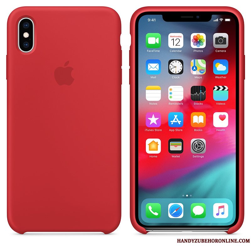 Etui iPhone Xs Max Silikone Grøn Telefon, Cover iPhone Xs Max Beskyttelse Net Red Anti-fald
