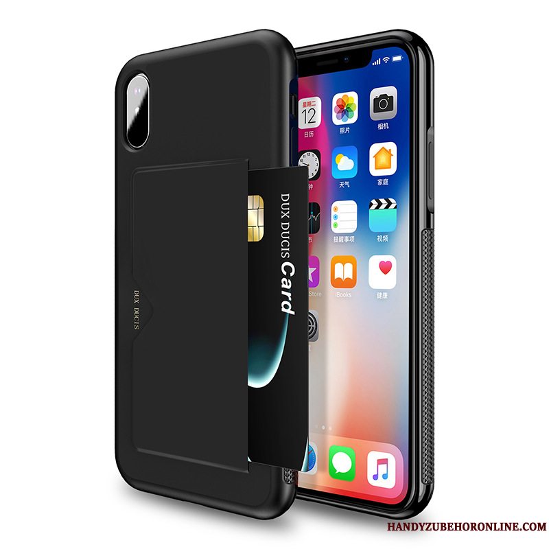 Etui iPhone Xs Max Tasker Anti-fald Kort, Cover iPhone Xs Max Læder Dokumentation Telefon