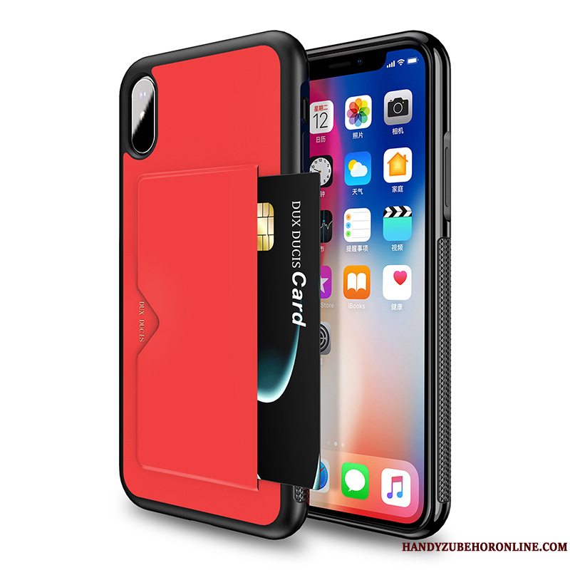 Etui iPhone Xs Max Tasker Anti-fald Kort, Cover iPhone Xs Max Læder Dokumentation Telefon