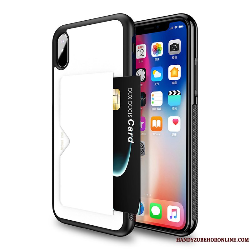 Etui iPhone Xs Max Tasker Anti-fald Kort, Cover iPhone Xs Max Læder Dokumentation Telefon