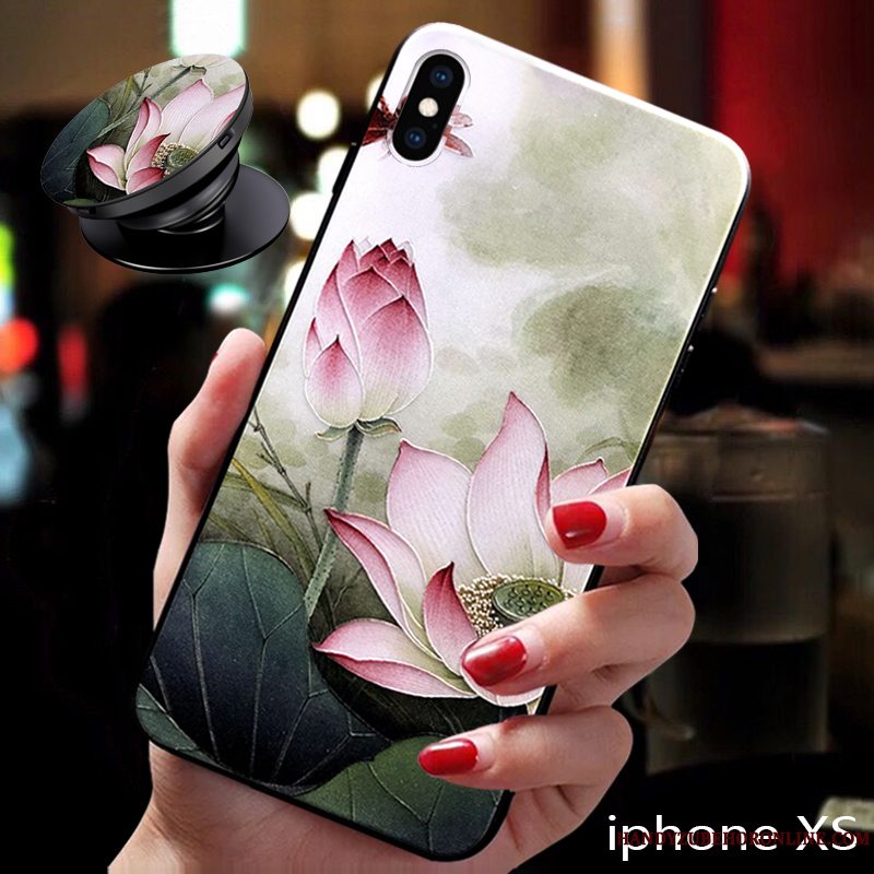 Etui iPhone Xs Relief Ny Telefon, Cover iPhone Xs Tasker Trend Blomster