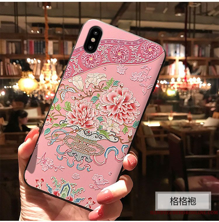 Etui iPhone Xs Relief Rød Telefon, Cover iPhone Xs Beskyttelse