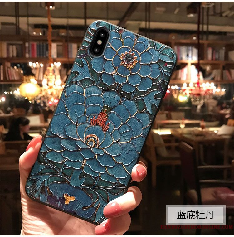 Etui iPhone Xs Relief Rød Telefon, Cover iPhone Xs Beskyttelse